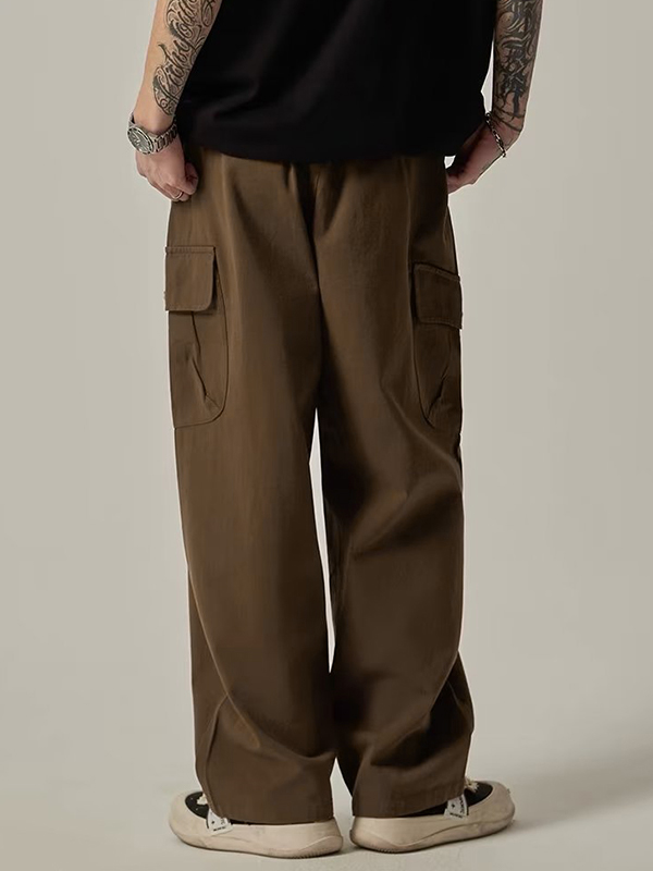 Pantalones cargo holgados con bolsillo con botones vintage para hombre-1