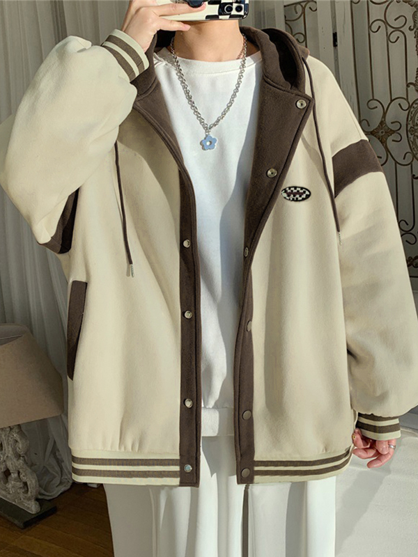 Chaqueta con capucha color block para hombre-3