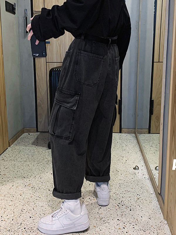 Vaqueros cargo de pierna recta para hombre-1
