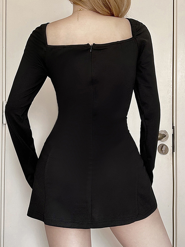 Minivestidos con pliegues y lazo de estilo dulce-3