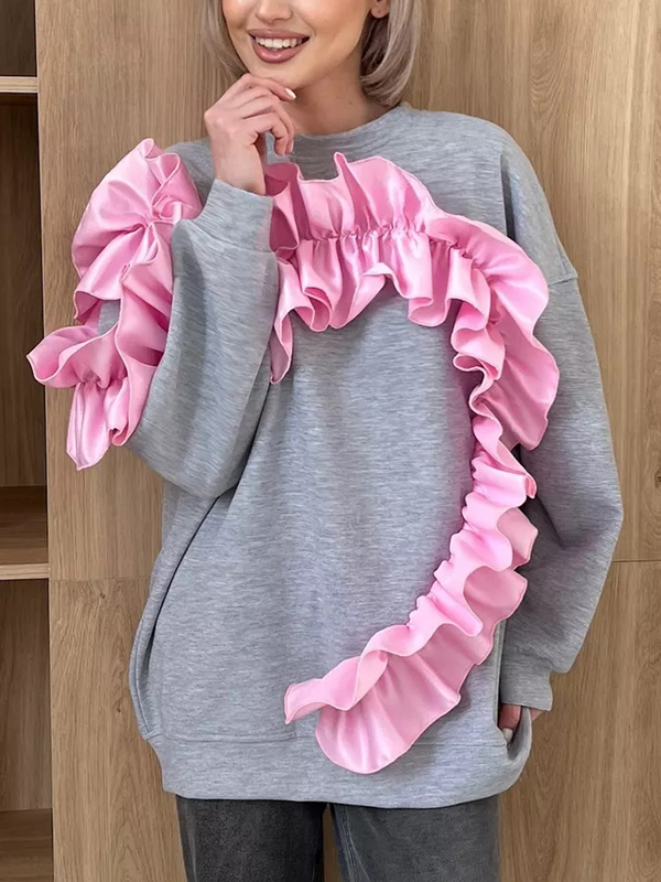 Sudadera con diseño decorativo de encaje Love-1
