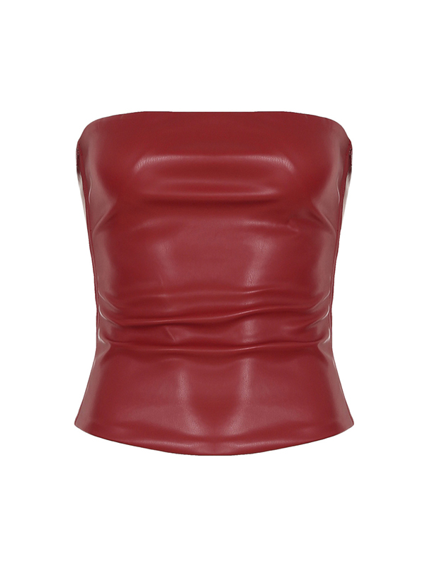Top bandeau de cuero irregular-2