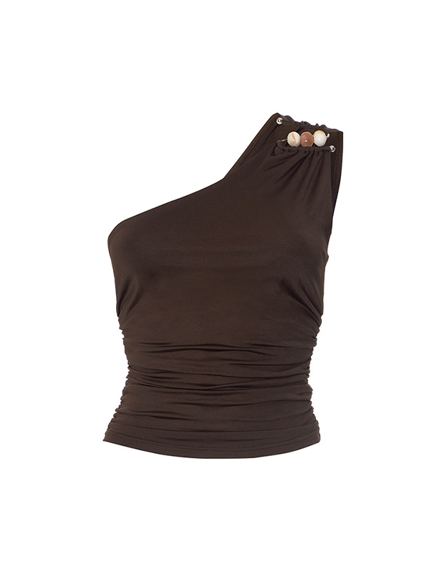 Camiseta sin mangas con un solo hombro que mira al ombligo-4