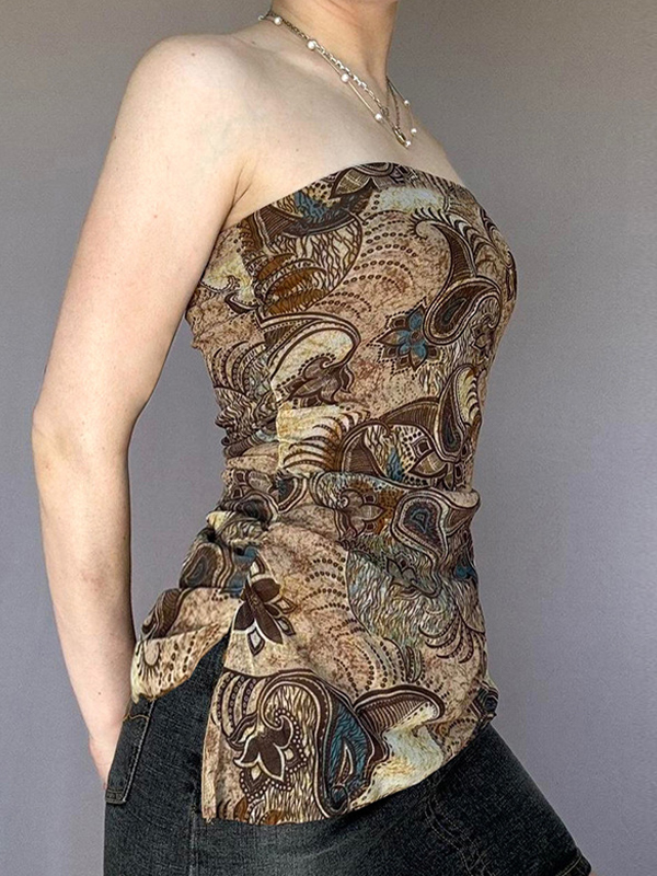 Top bandeau con estampado vintage de anacardos-1