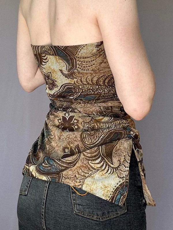 Top bandeau con estampado vintage de anacardos-2