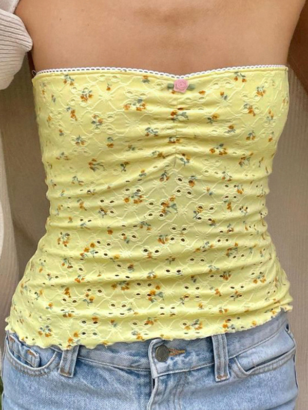 Top bandeau peplum con volantes y aberturas-2