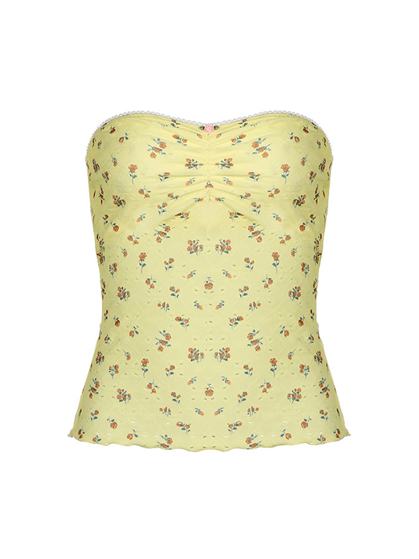 Top bandeau peplum con volantes y aberturas-4