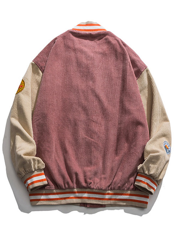 Chaqueta con parche de insignia de pana para hombre-1