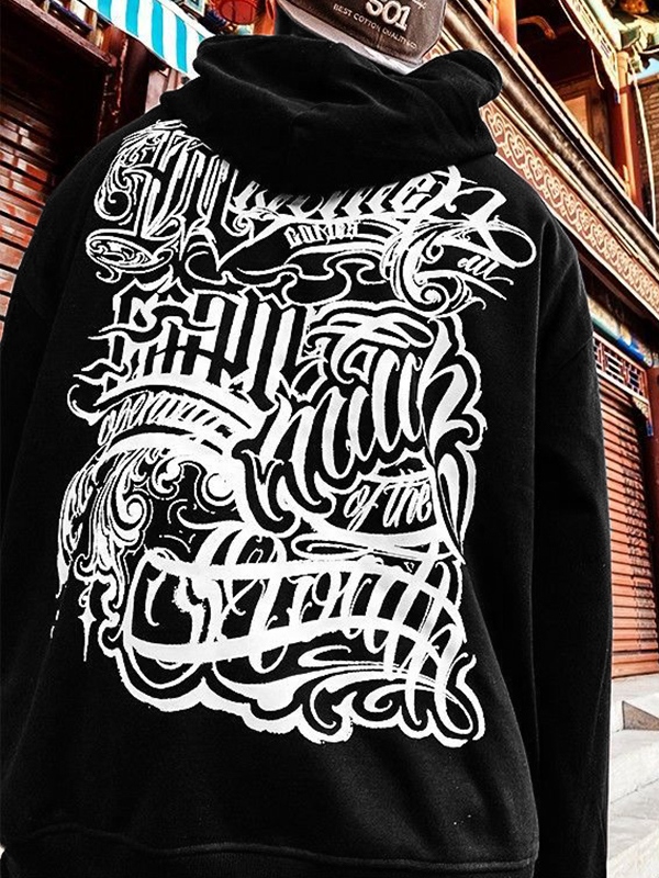 Sudadera extragrande con capucha y estampado desorganizado para hombre-3