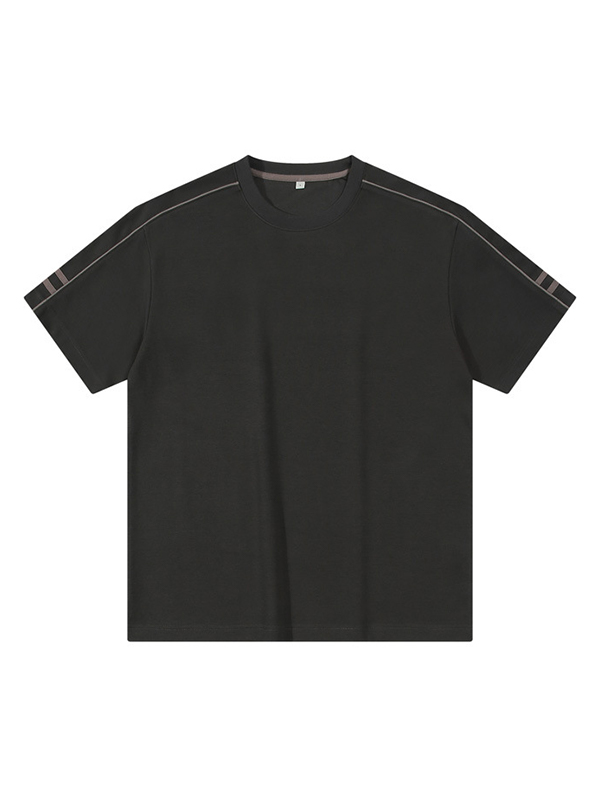 Camiseta de manga corta extragrande de color liso para hombre-1