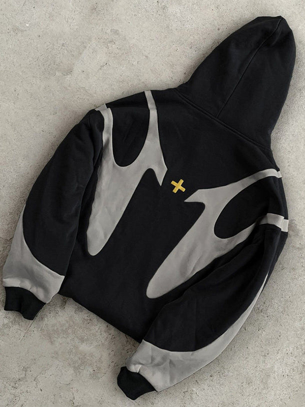 Sudadera con capucha de manga larga extragrande con colores contrastantes para hombre-2