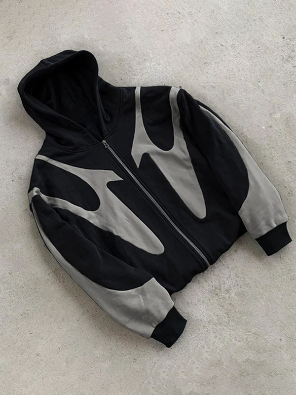 Sudadera con capucha de manga larga extragrande con colores contrastantes para hombre-1