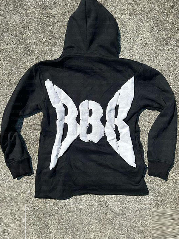 Sudadera con capucha de gran tamaño con letras-1