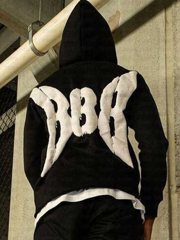Sudadera con capucha de gran tamaño con letras-2