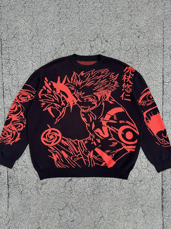Suéteres de gran tamaño con estampado de anime-2
