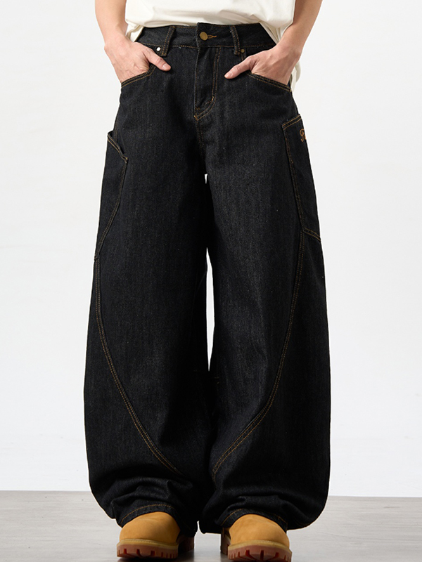 Vaqueros cargo para hombre con bolsillos grandes-2