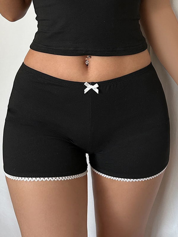 Pantalones cortos de encaje sencillos-2