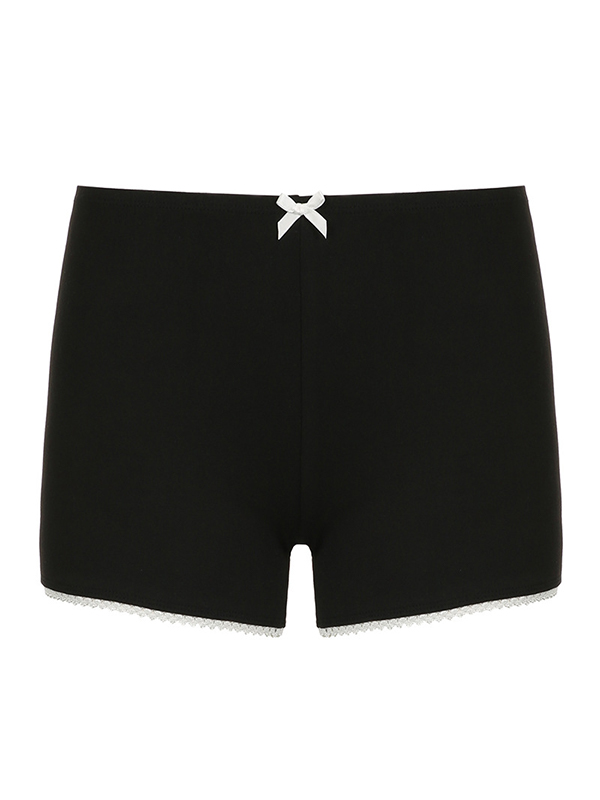Pantalones cortos de encaje sencillos-4