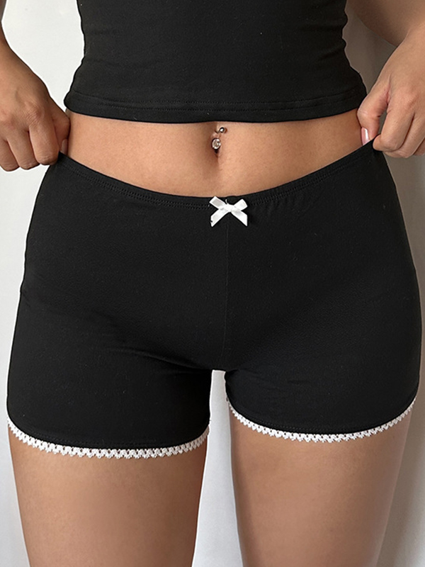 Pantalones cortos de encaje sencillos-1