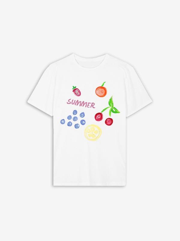 Camiseta de manga corta estampada de gran tamaño-1