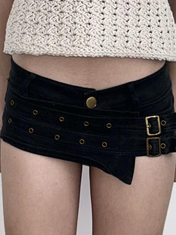 Pantalones cortos con cinturón y hebilla-2
