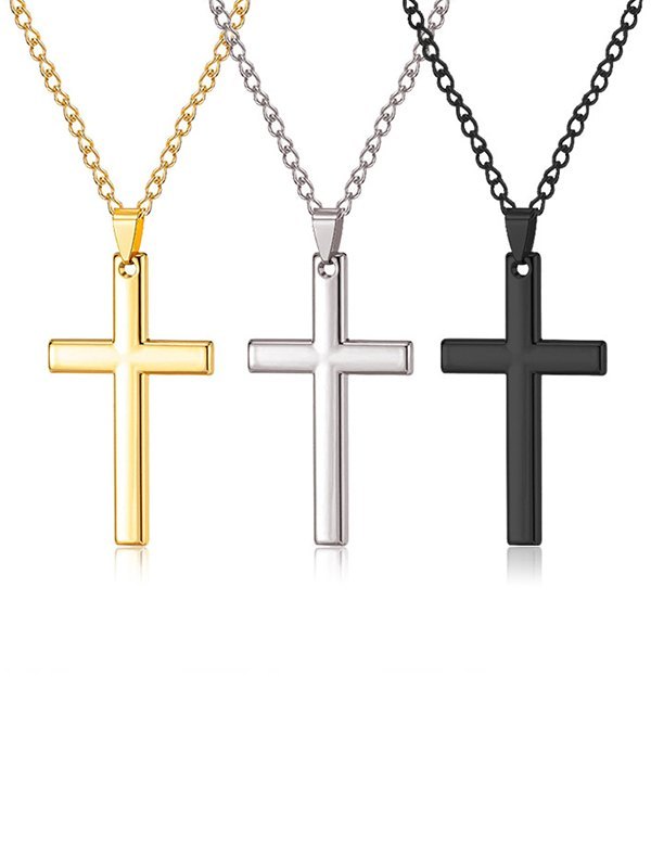Collar con colgante de cruz para hombre-2