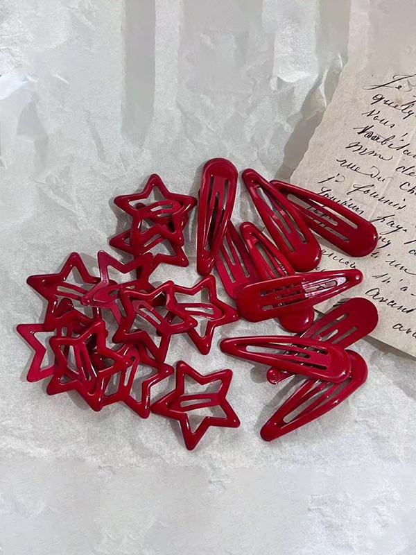 1 pinza para el pelo con diseño de estrella roja.-2