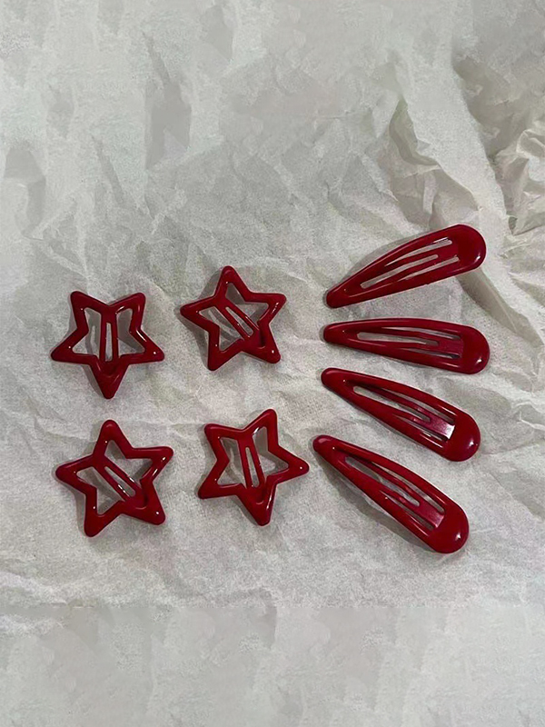 1 pinza para el pelo con diseño de estrella roja.-1