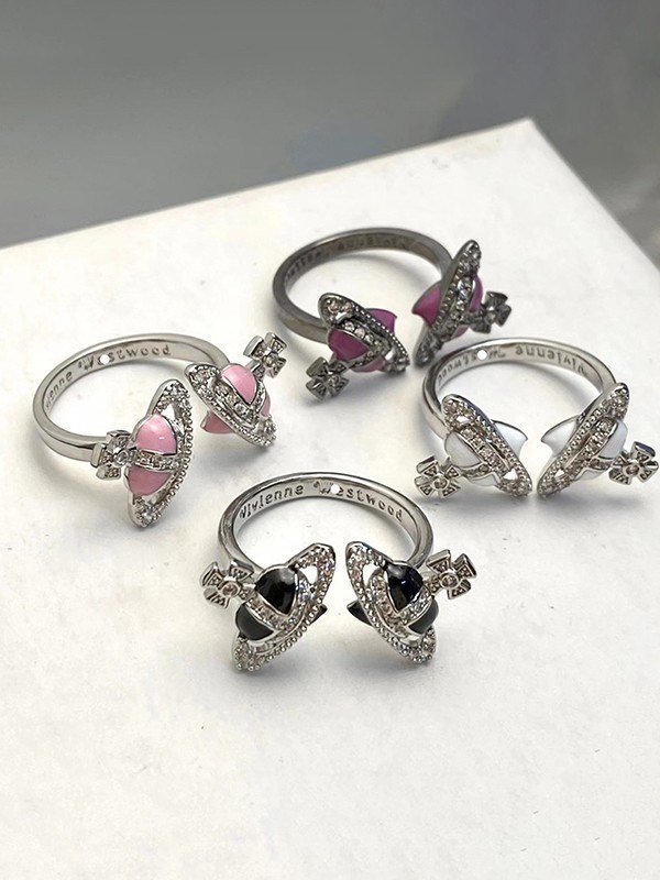 Diamante de imitación Cosmos Planet Charm Cuff Ring-1
