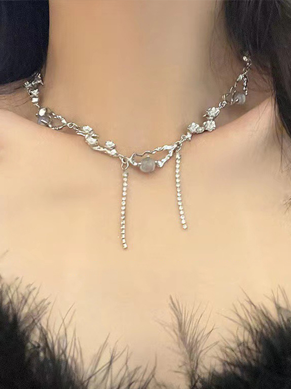 Collar de diamantes de imitación de perlas de imitación de plata-3