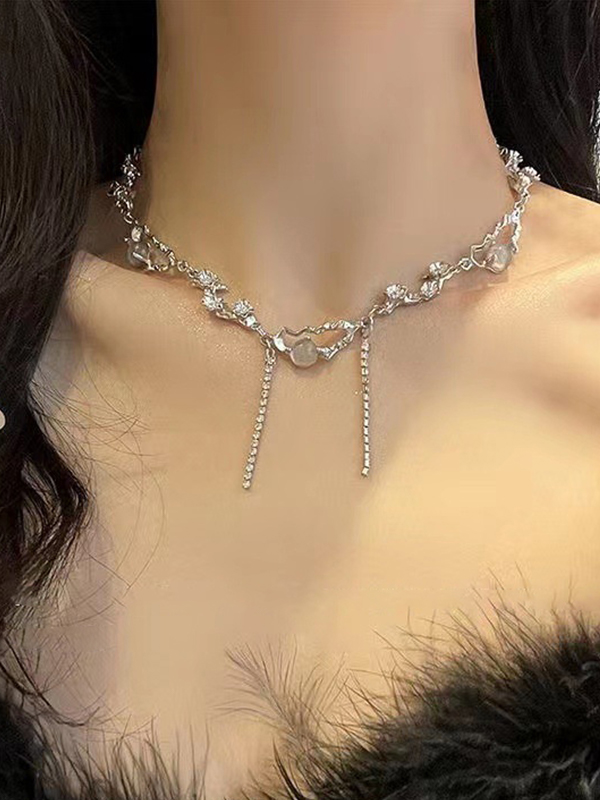 Collar de diamantes de imitación de perlas de imitación de plata-2